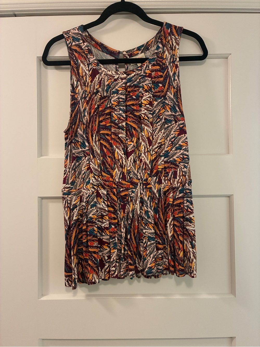 Deletta from Anthropology Sleeveless Print Peplum Top